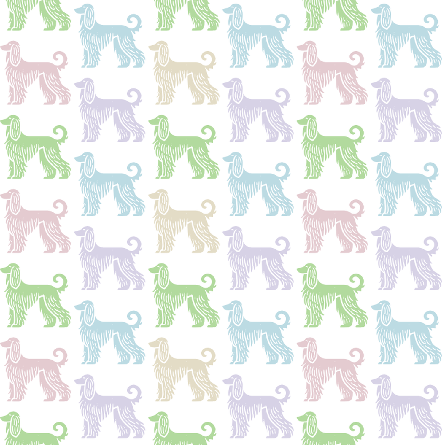 Pastel Candy Colored Afghan Hounds