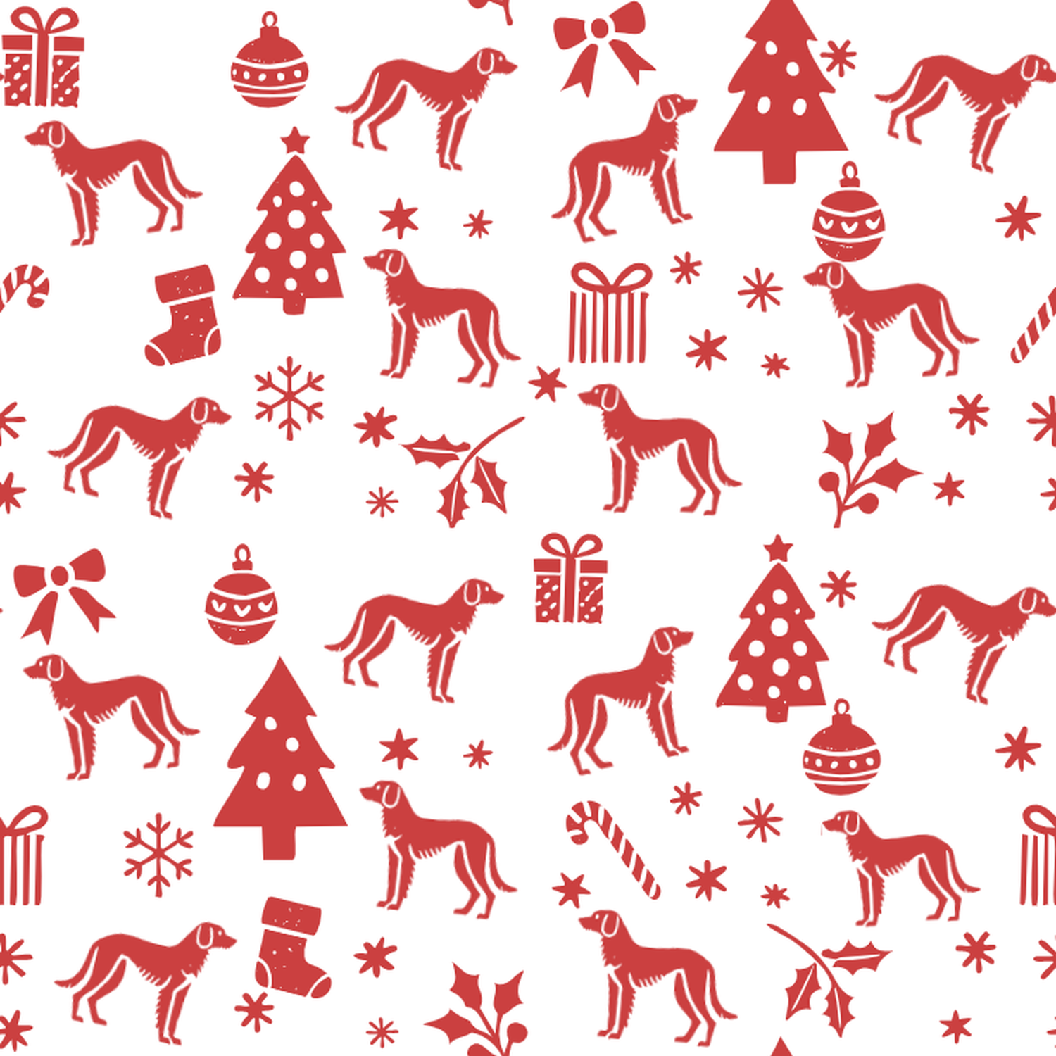 Barak hound and Red Christmas Symbols