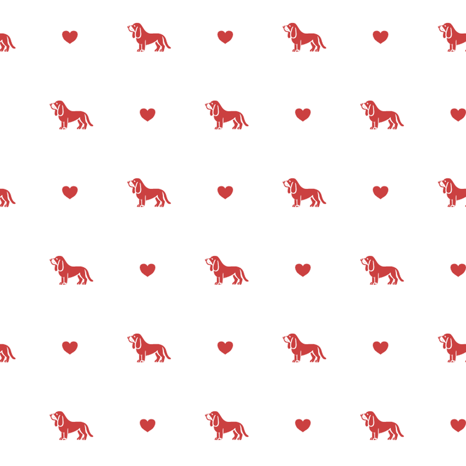 Basset Hound with Red Hearts