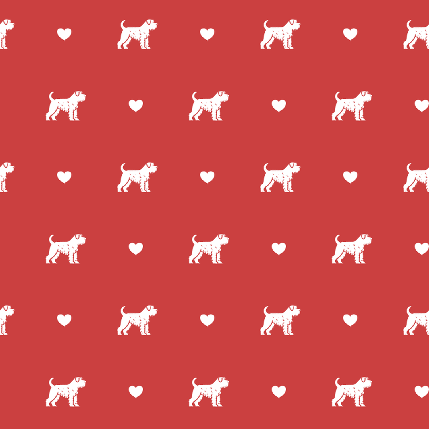 Black Russian Terrier with Hearts on Red Background