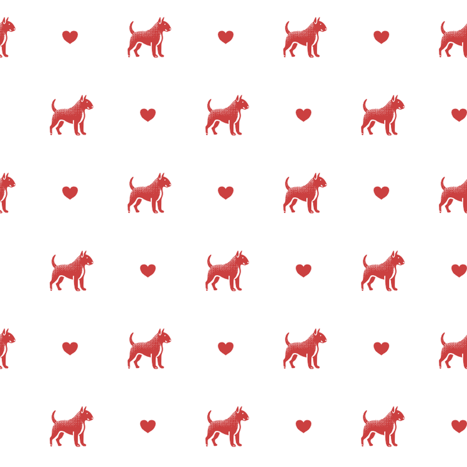 Bull Terrier with Red Hearts