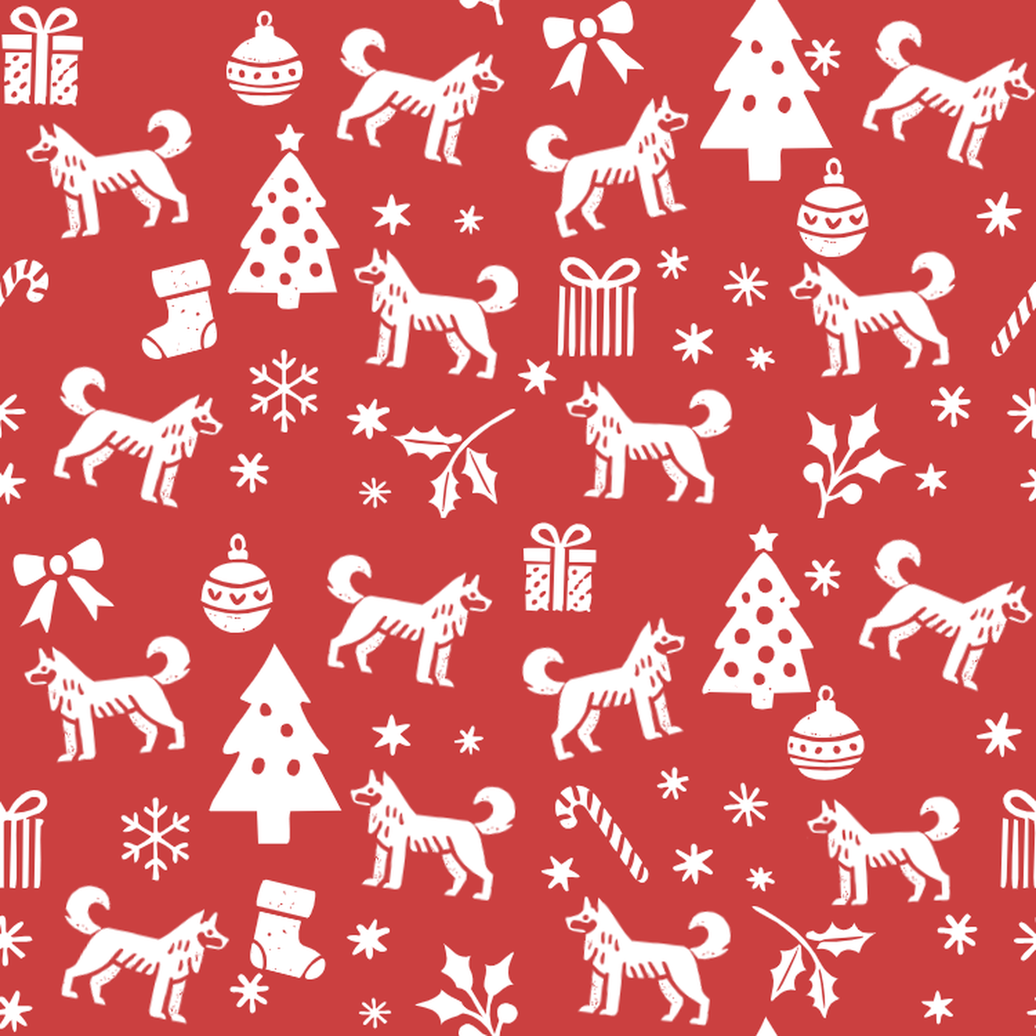 East Siberian Laika and White Christmas Symbols