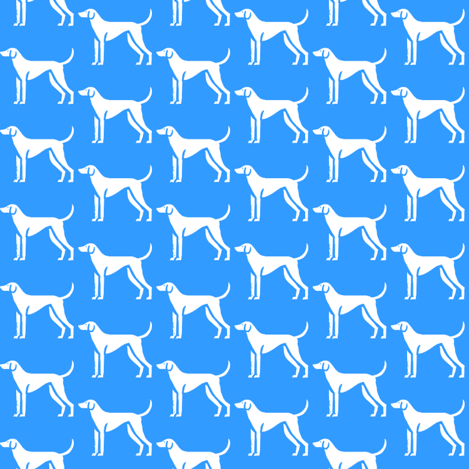 Condensed pattern of English Foxhounds on a blue background