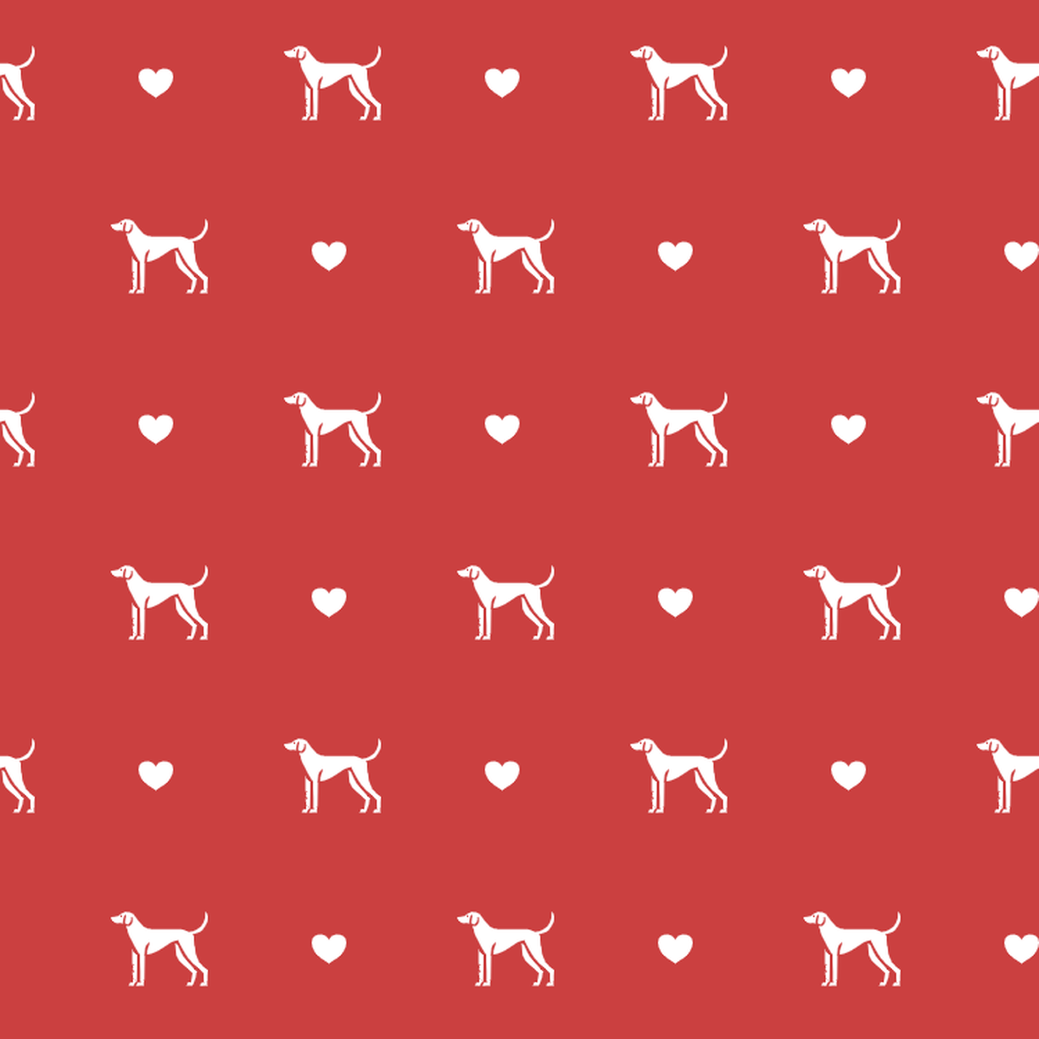 English Foxhound with Hearts on Red Background