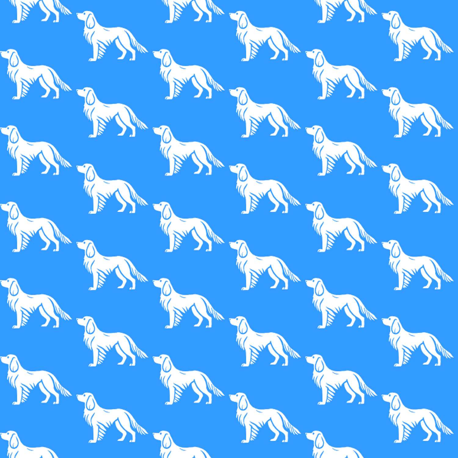 Condensed pattern of German Spaniels on a blue background