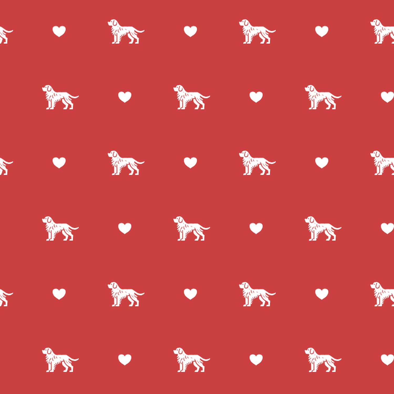 Griffon Fauve de Bretagne with Hearts on Red Background