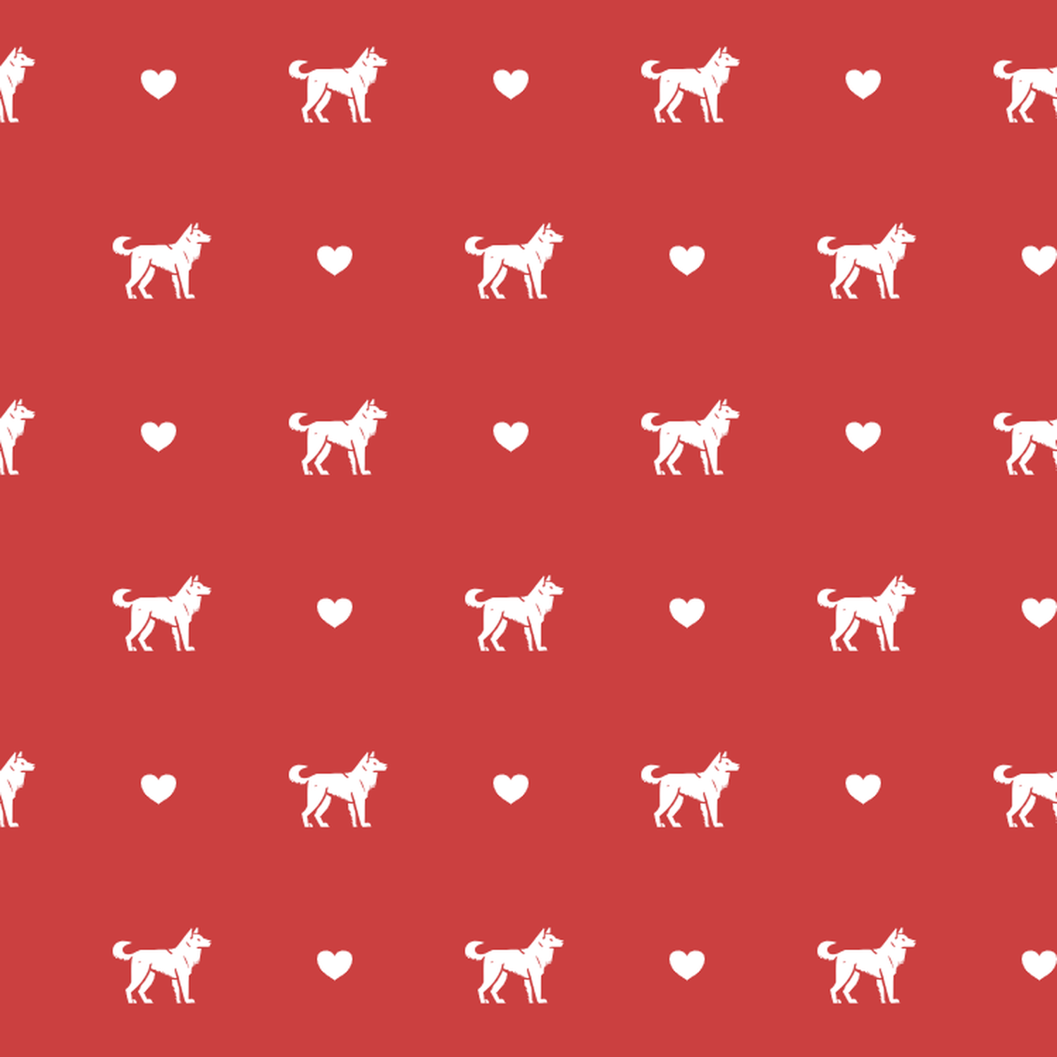 Hällefors Elkhound with Hearts on Red Background