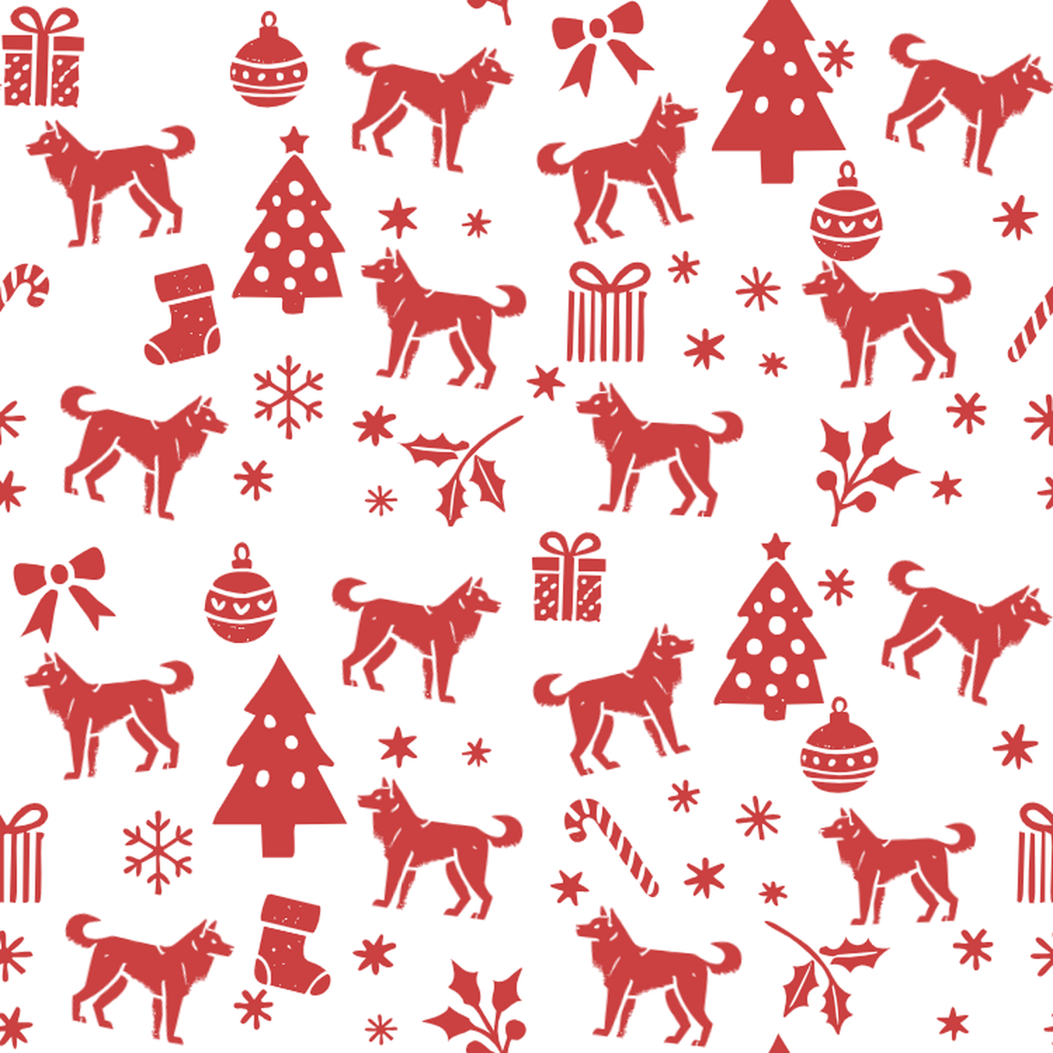 Hällefors Elkhound and Red Christmas Symbols