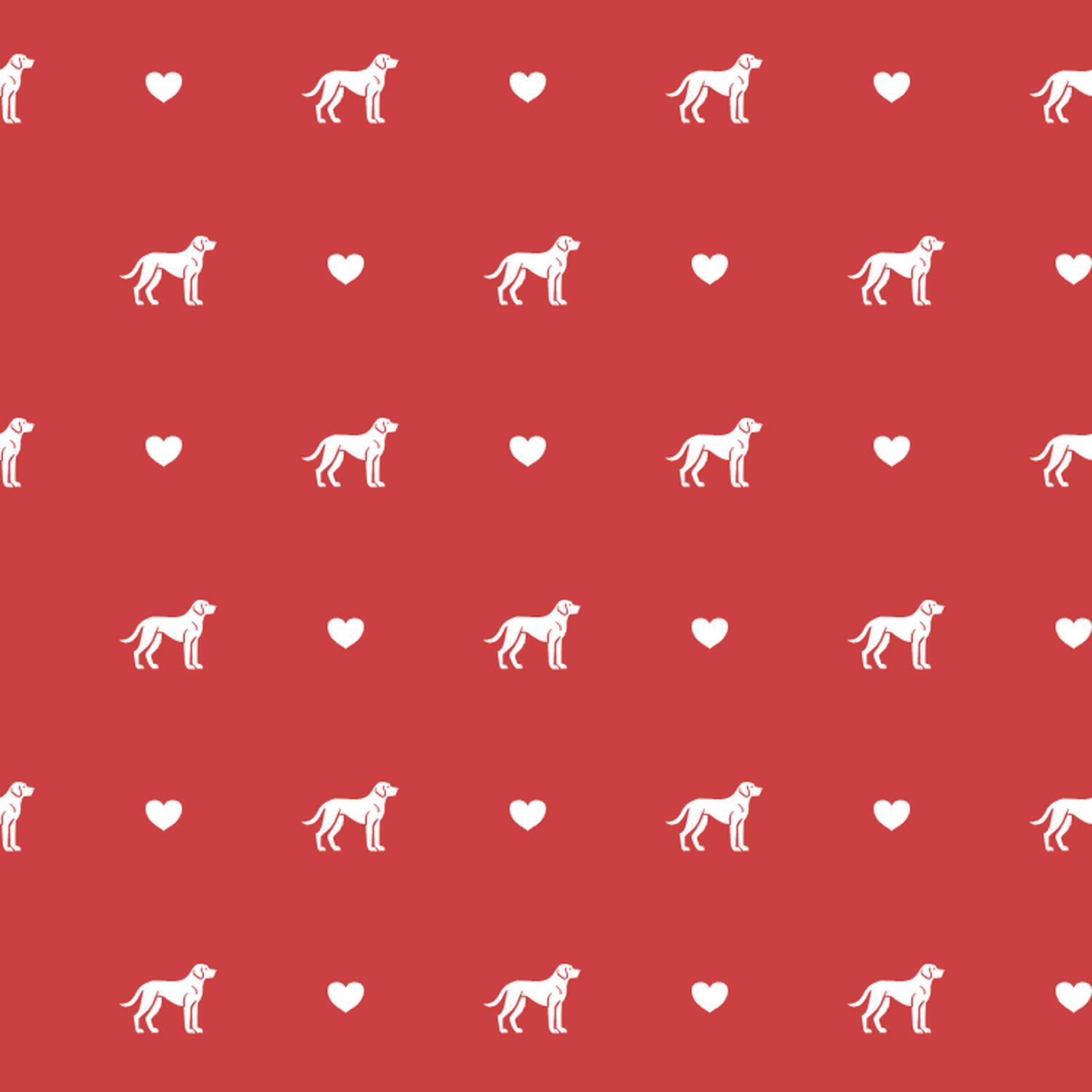 Huntaway with Hearts on Red Background