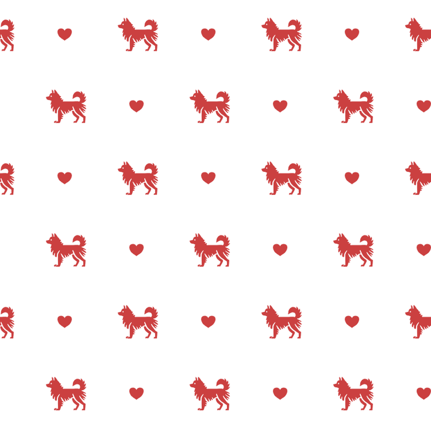 Indian Spitz with Red Hearts