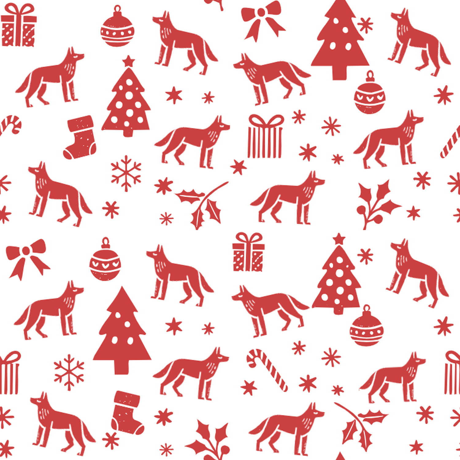 Indian pariah dog and Red Christmas Symbols