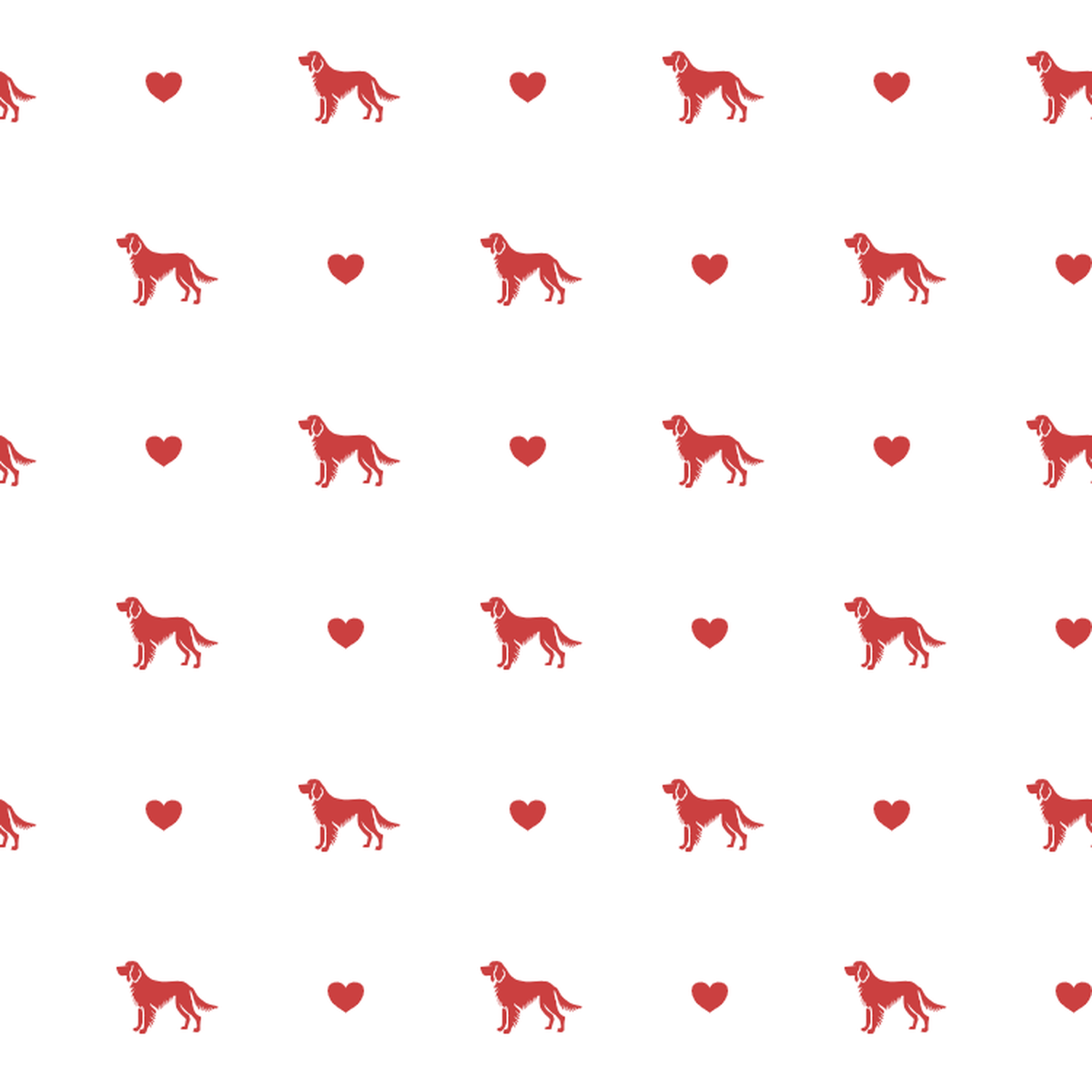Irish Red and White Setter with Red Hearts