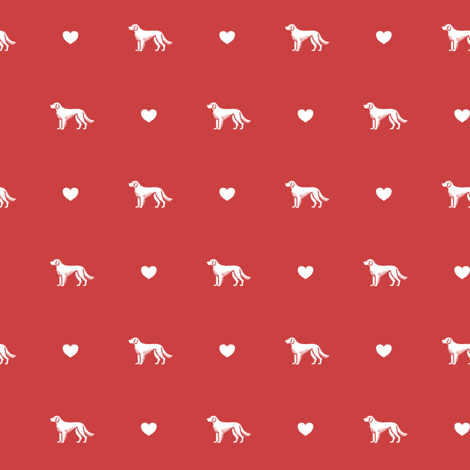 Istrian Coarse-haired Hound with Hearts on Red Background