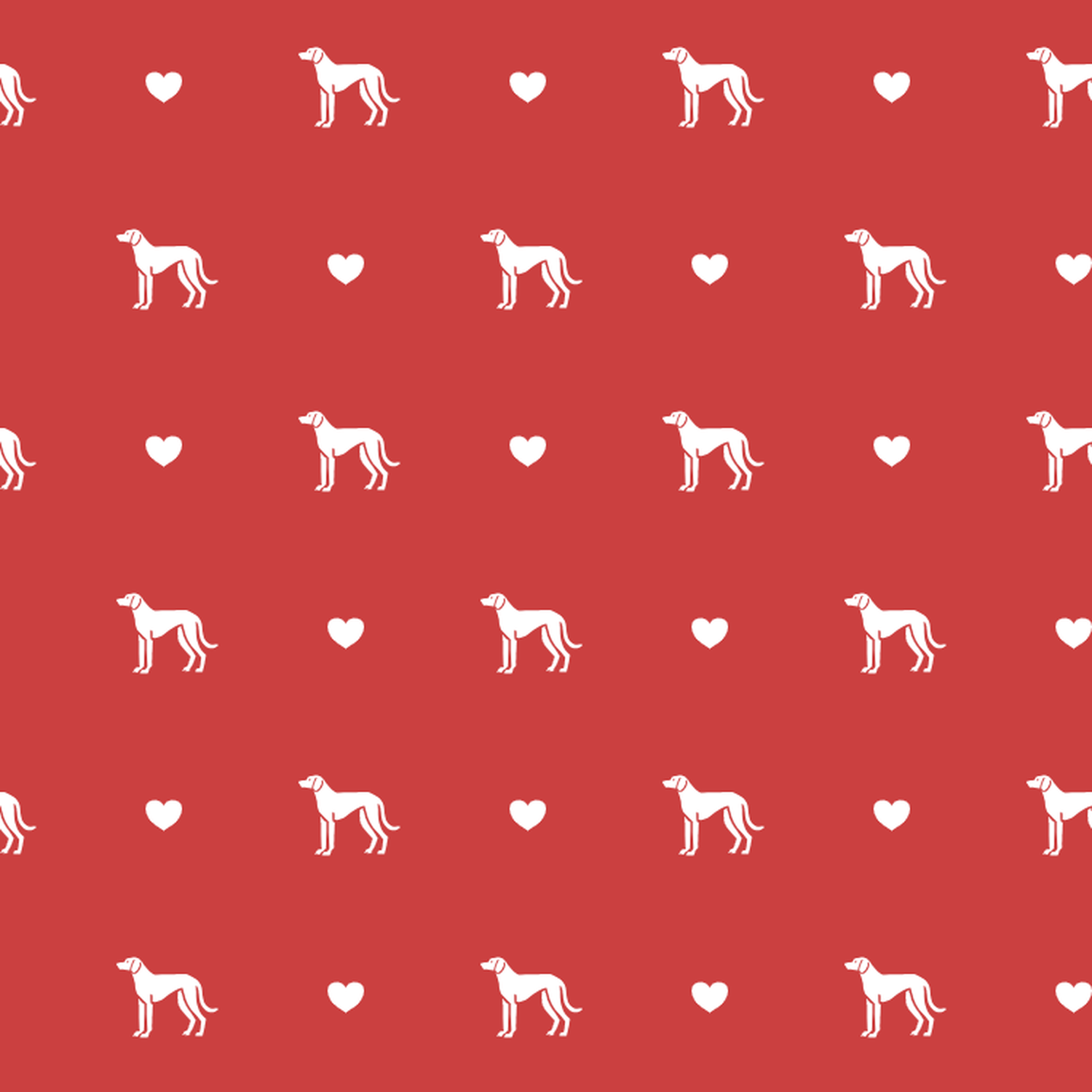 Istrian Shorthaired Hound with Hearts on Red Background