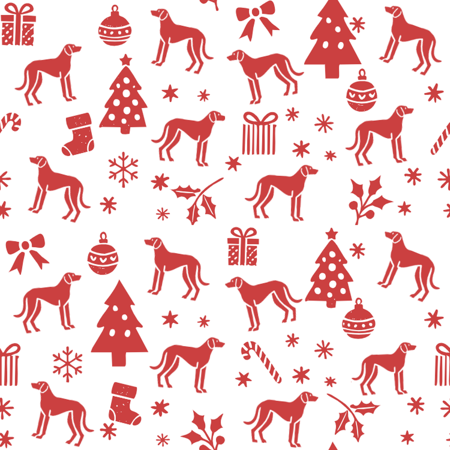 Istrian Shorthaired Hound and Red Christmas Symbols