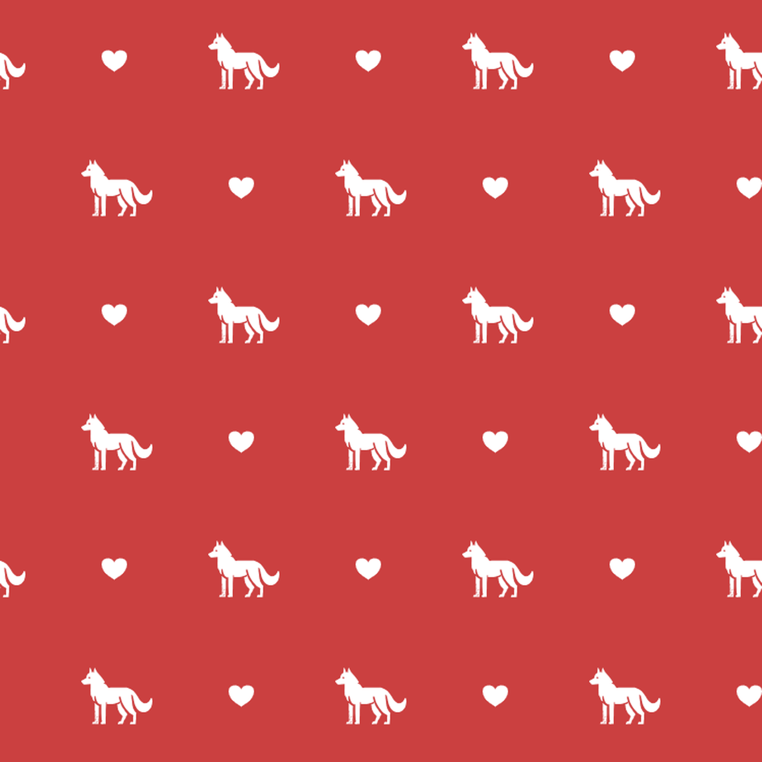 Jämthund with Hearts on Red Background