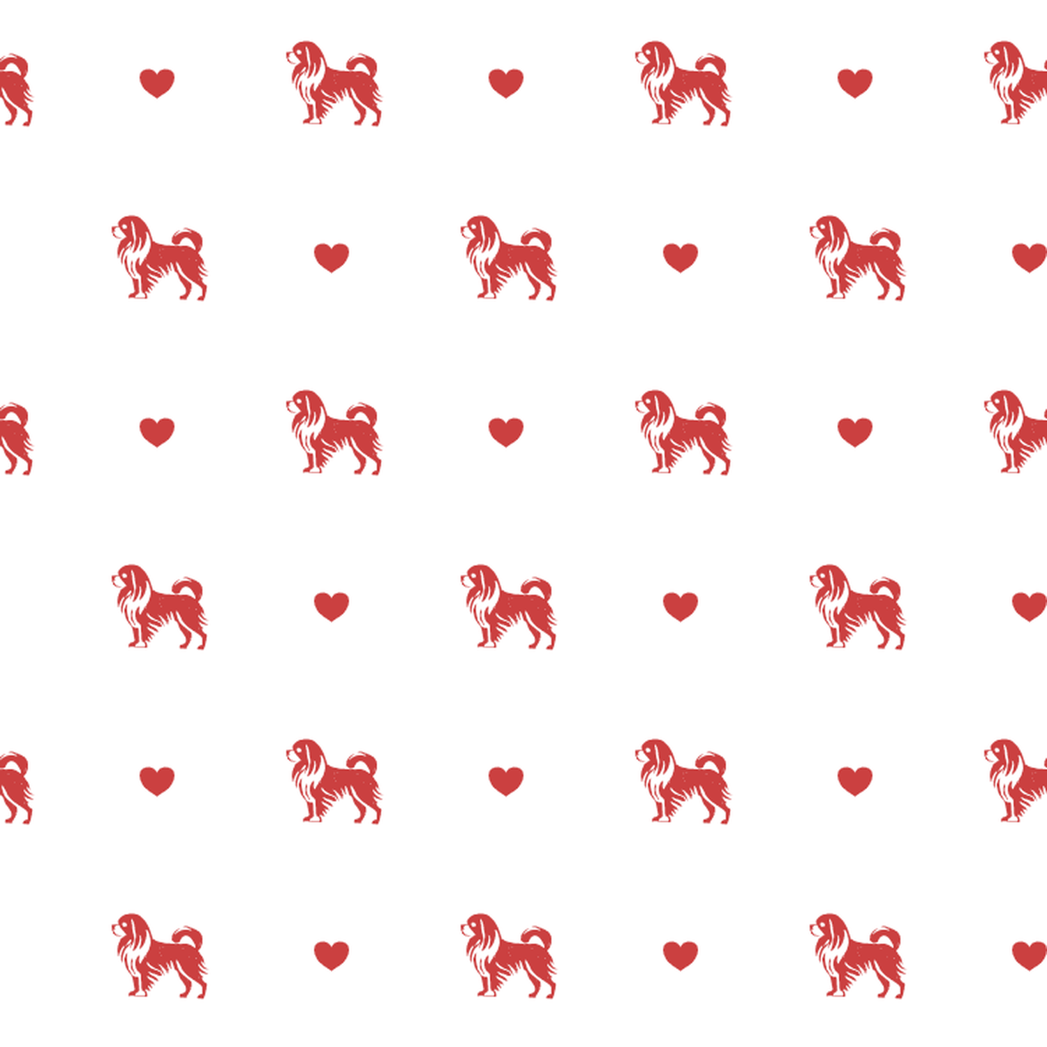 Japanese Chin with Red Hearts