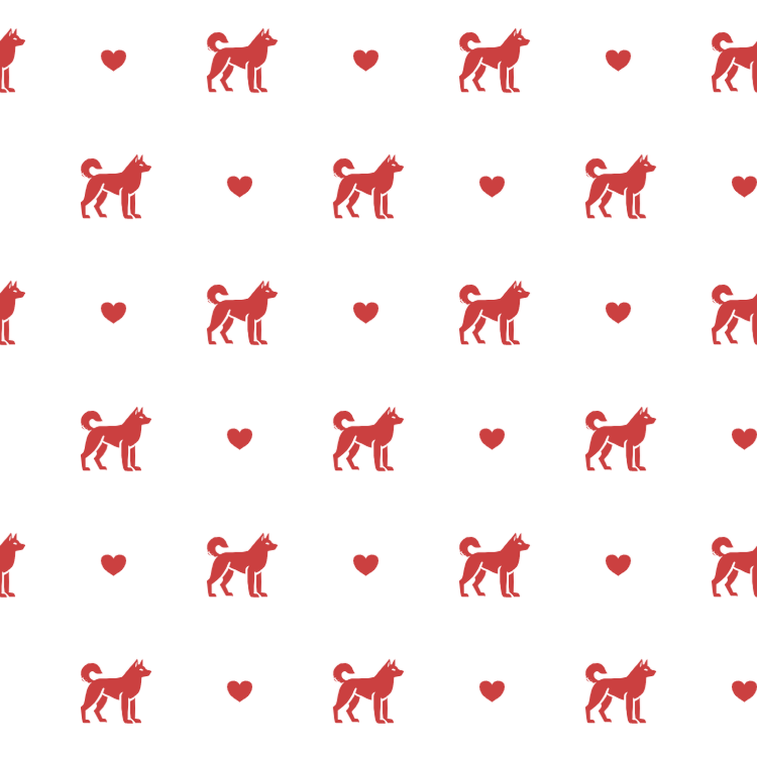 Jindo with Red Hearts