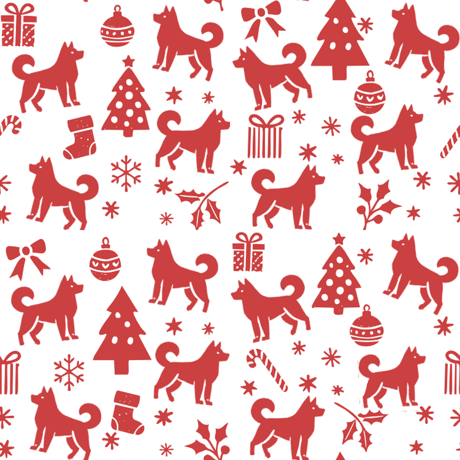 Kai Ken and Red Christmas Symbols