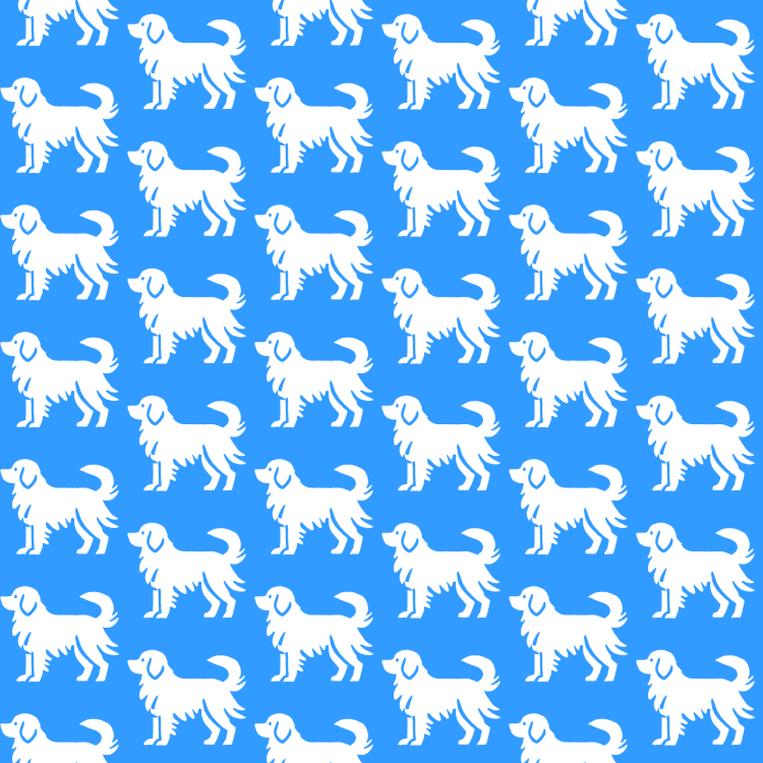 Condensed pattern of Kooikerhondjes on a blue background