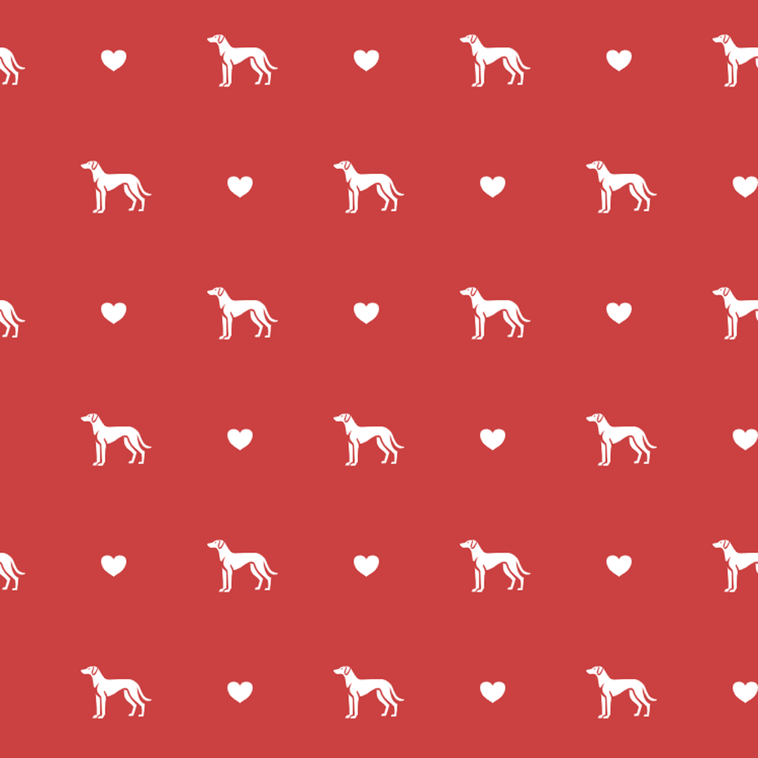 Levriero Sardo with Hearts on Red Background