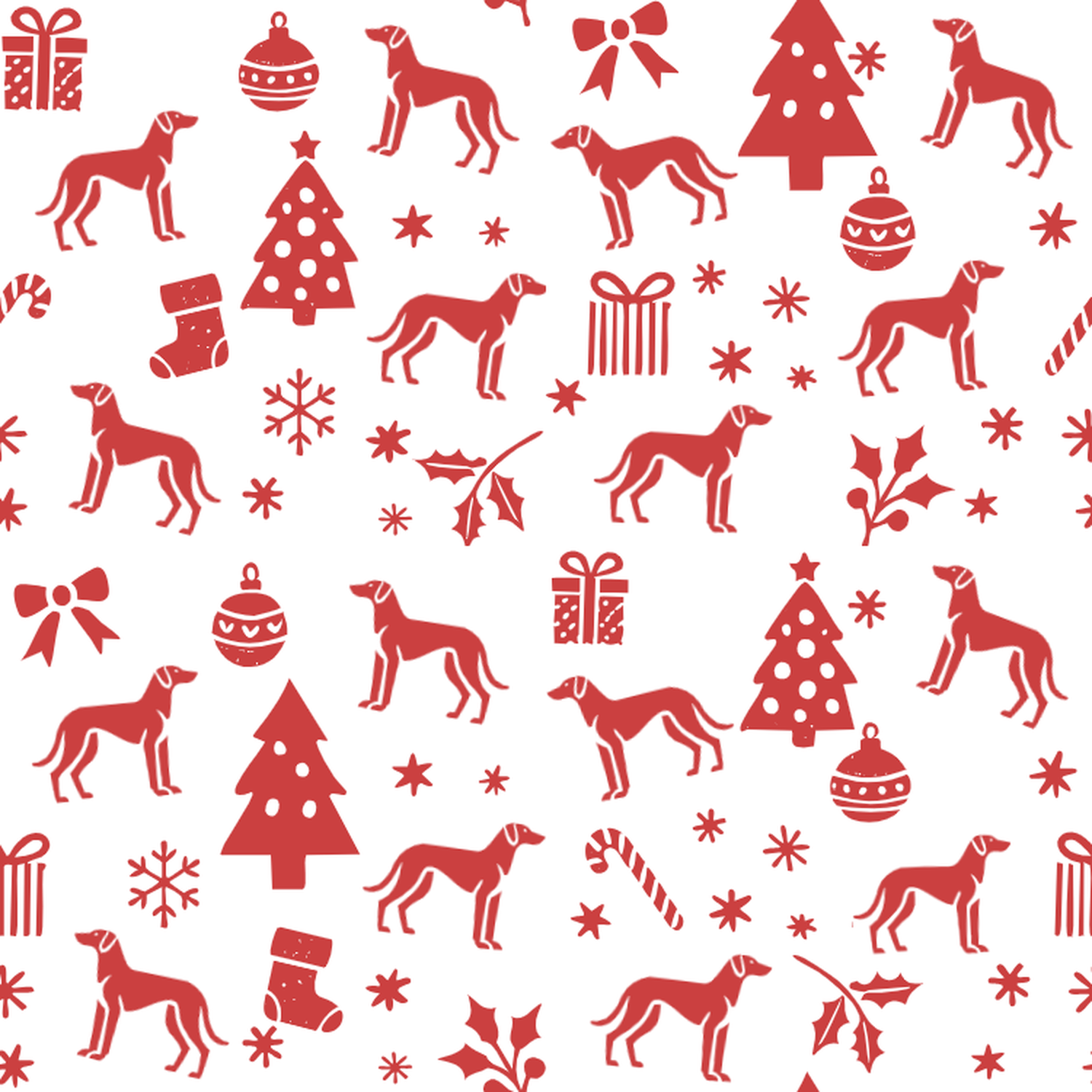 Levriero Sardo and Red Christmas Symbols