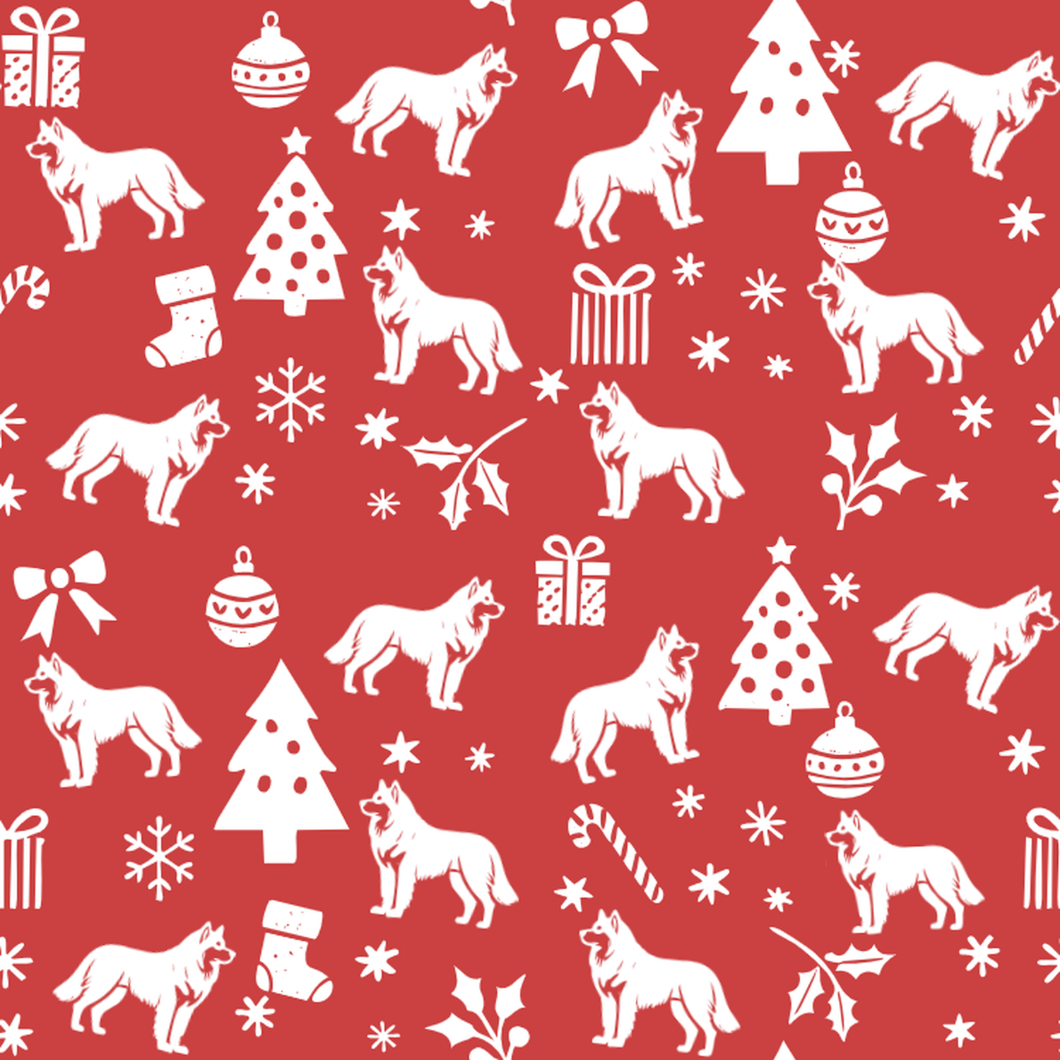 Malamute and White Christmas Symbols