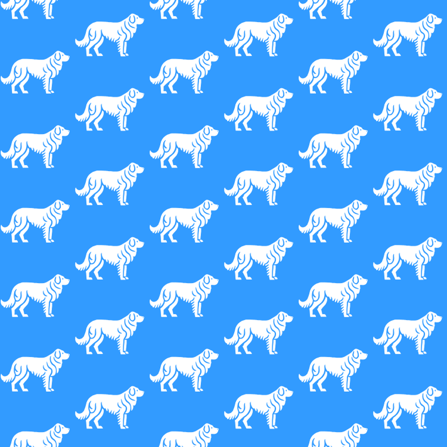 Condensed pattern of Maremmano-Abruzzese Sheepdogs on a blue background