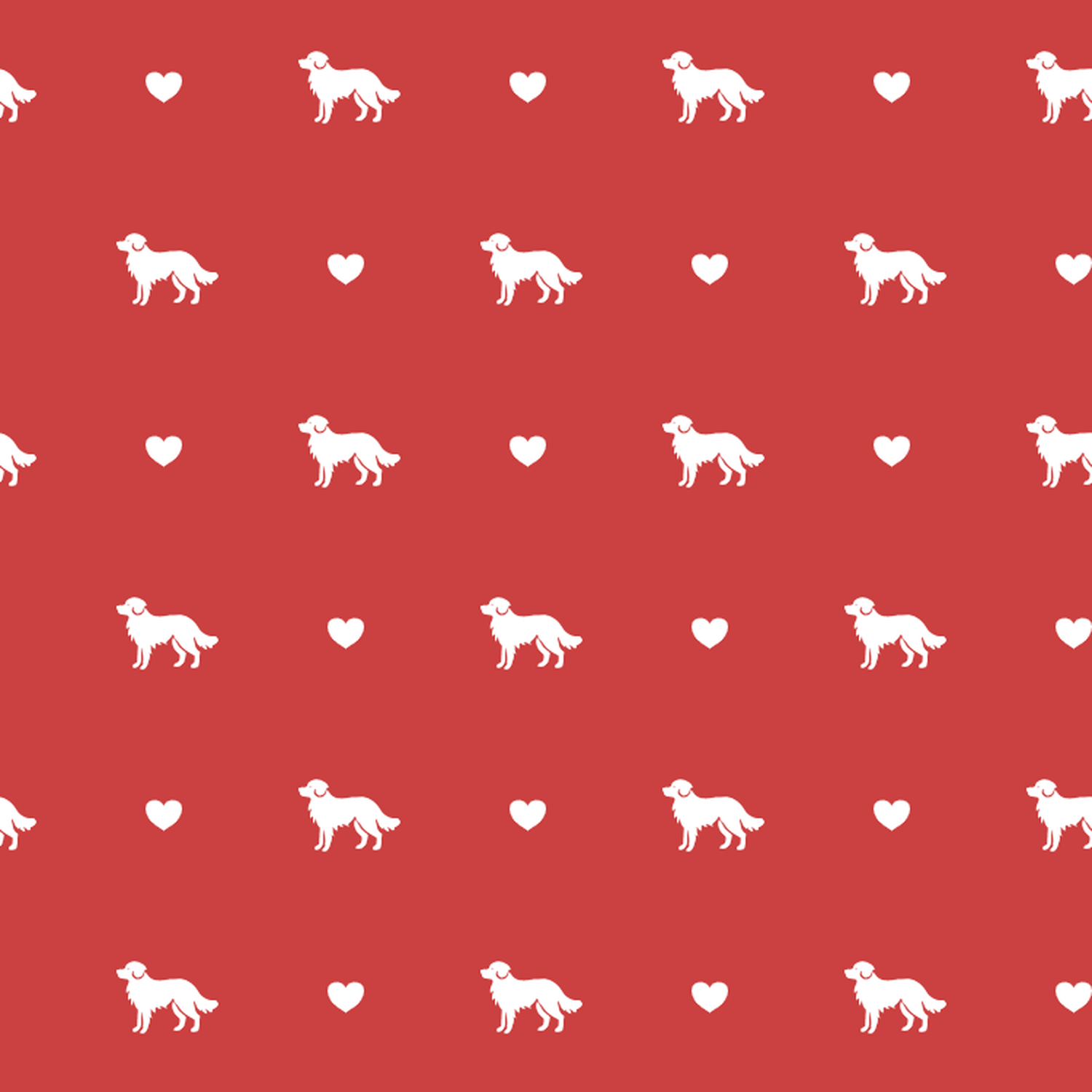 Miniature American Shepher with Hearts on Red Background