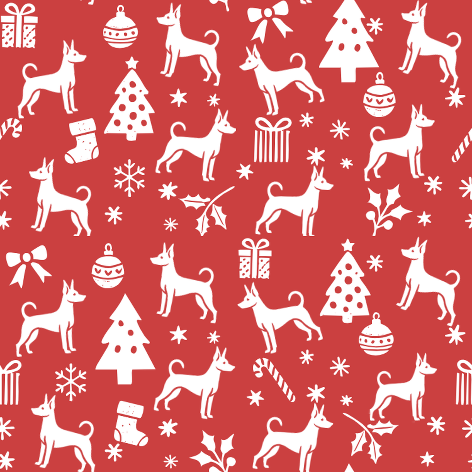 Miniature Pinscher and White Christmas Symbols