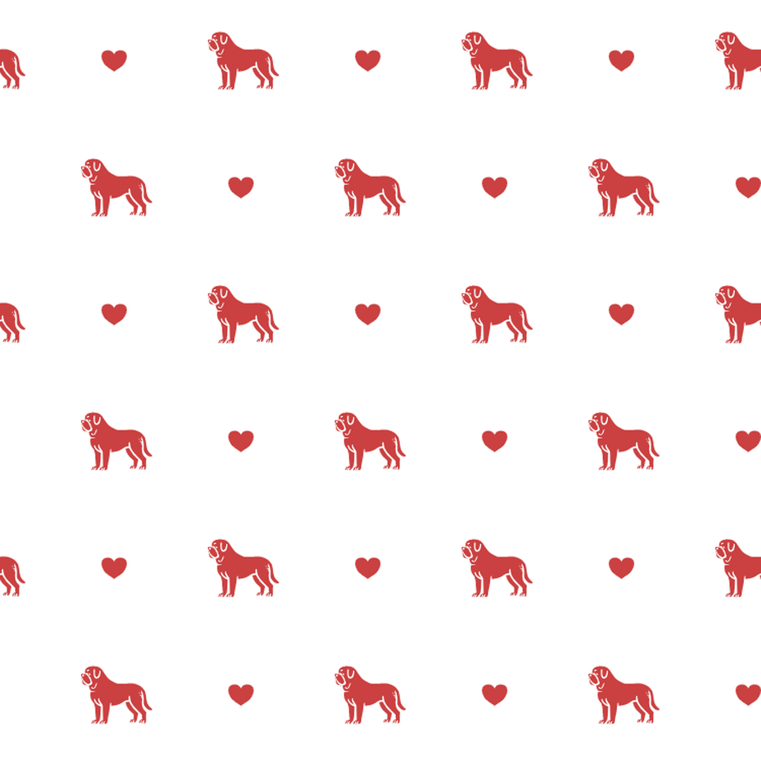 Neapolitan Mastiff with Red Hearts
