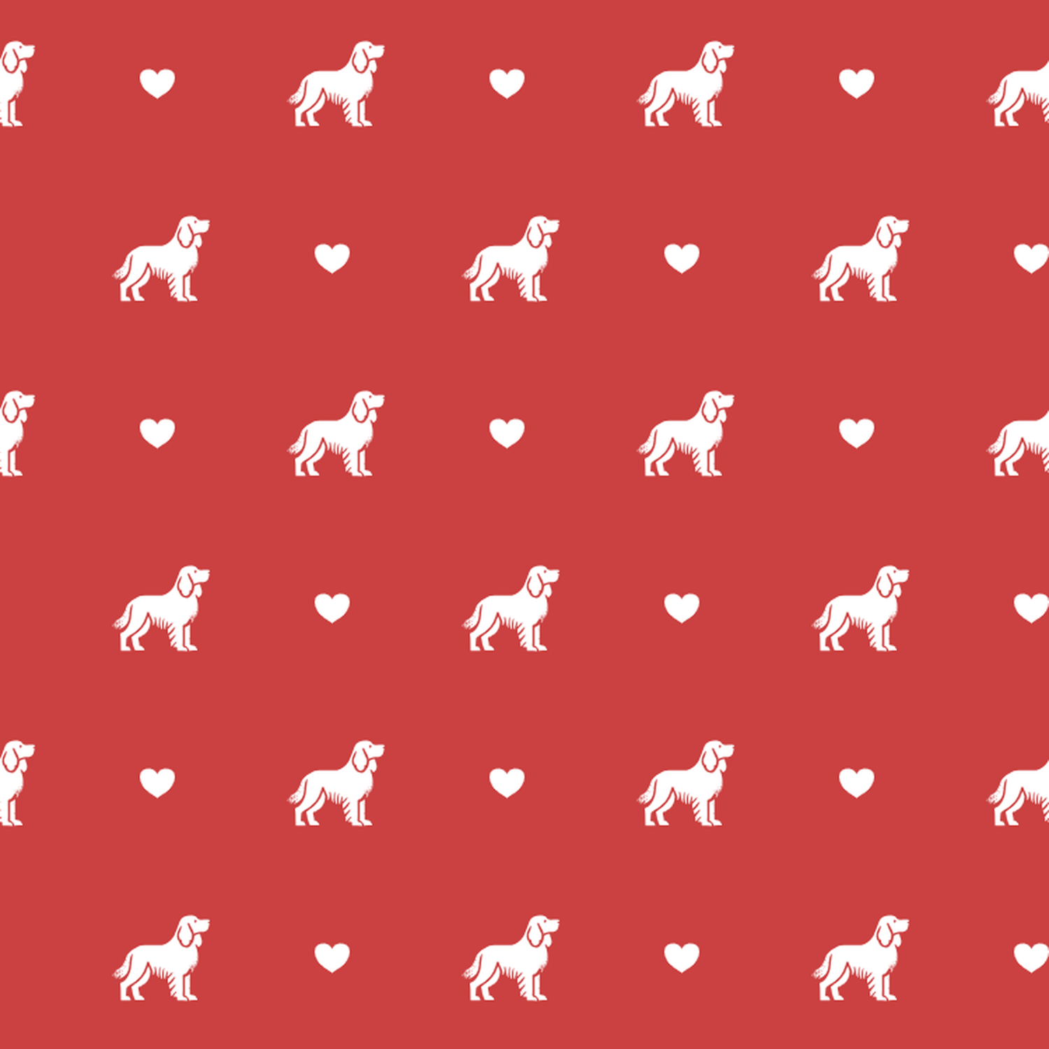 Picardy Spaniel with Hearts on Red Background