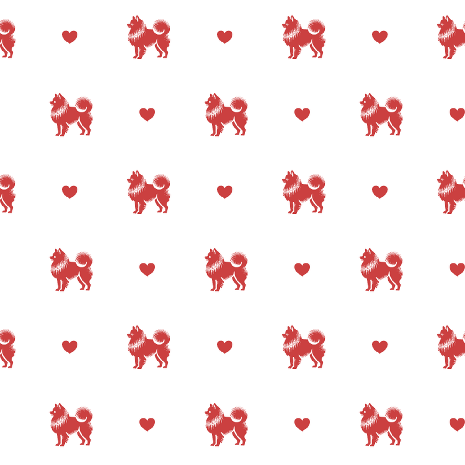 Pomeranian with Red Hearts