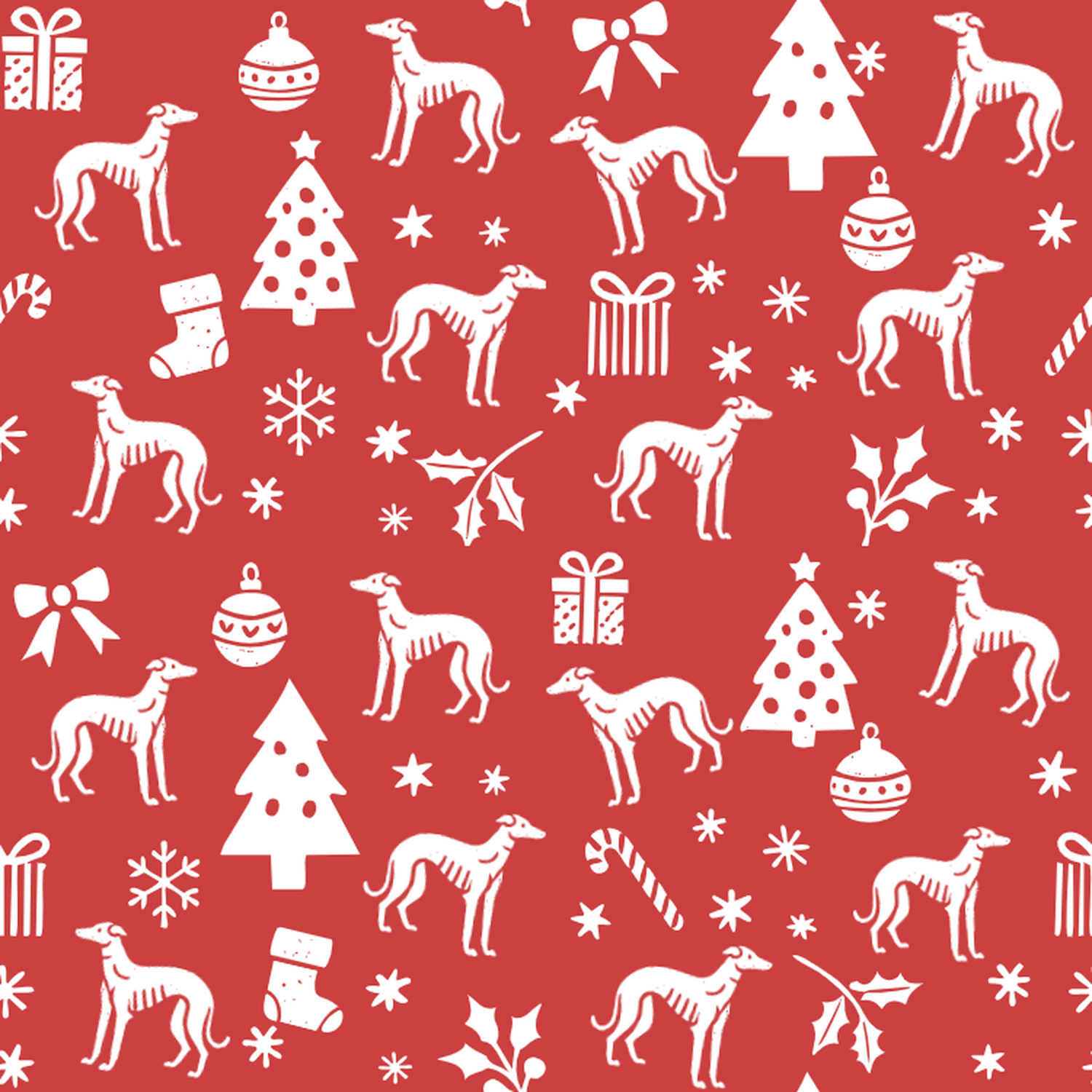 Rampur Greyhound and White Christmas Symbols