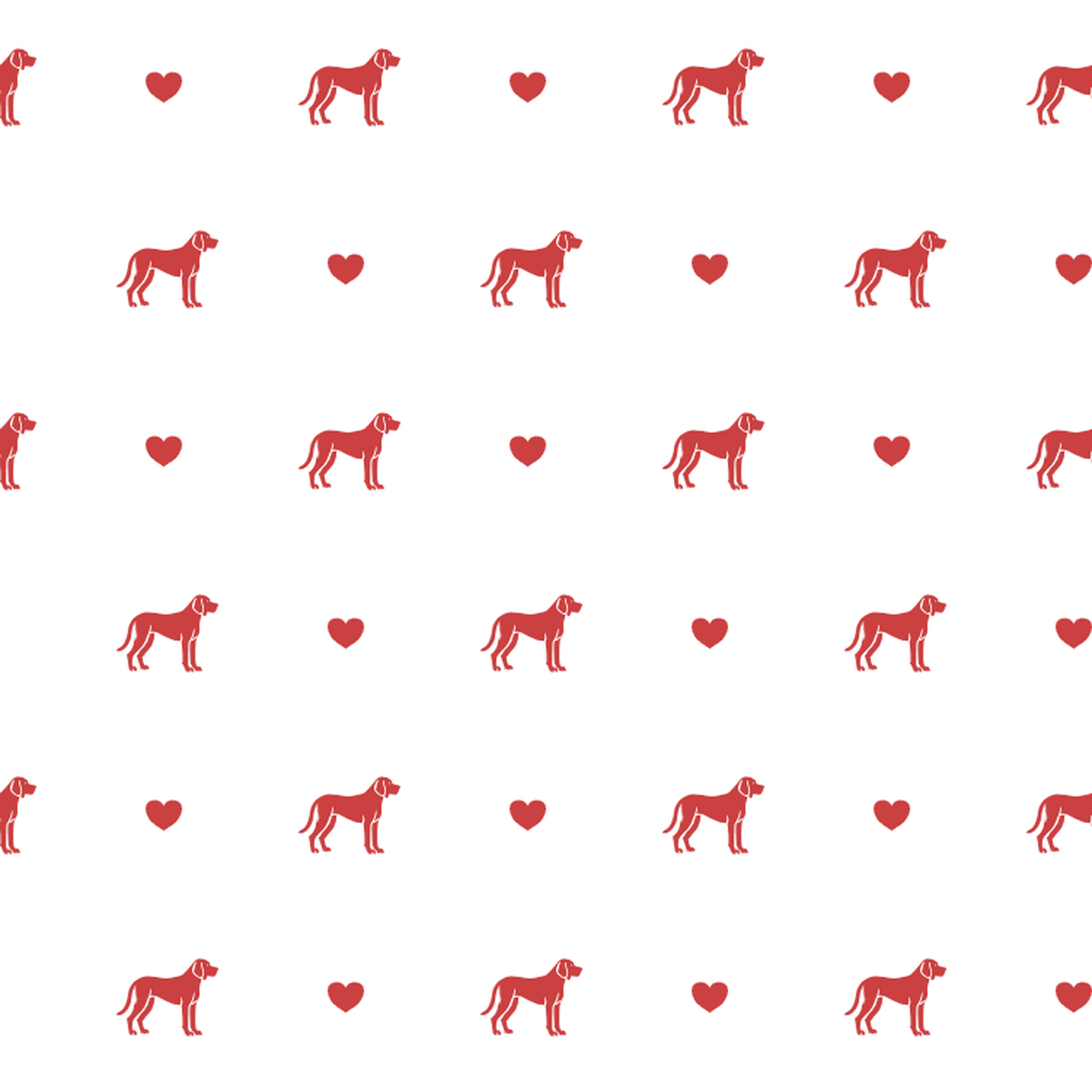 Redbone Coonhound with Red Hearts