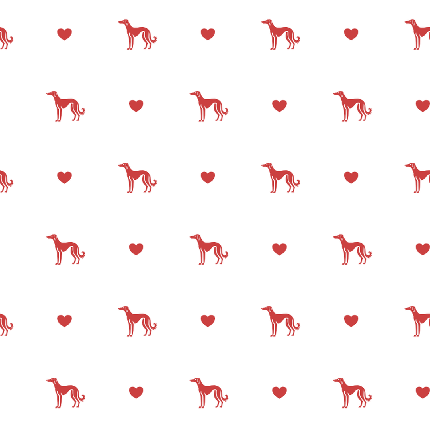 Saluki with Red Hearts