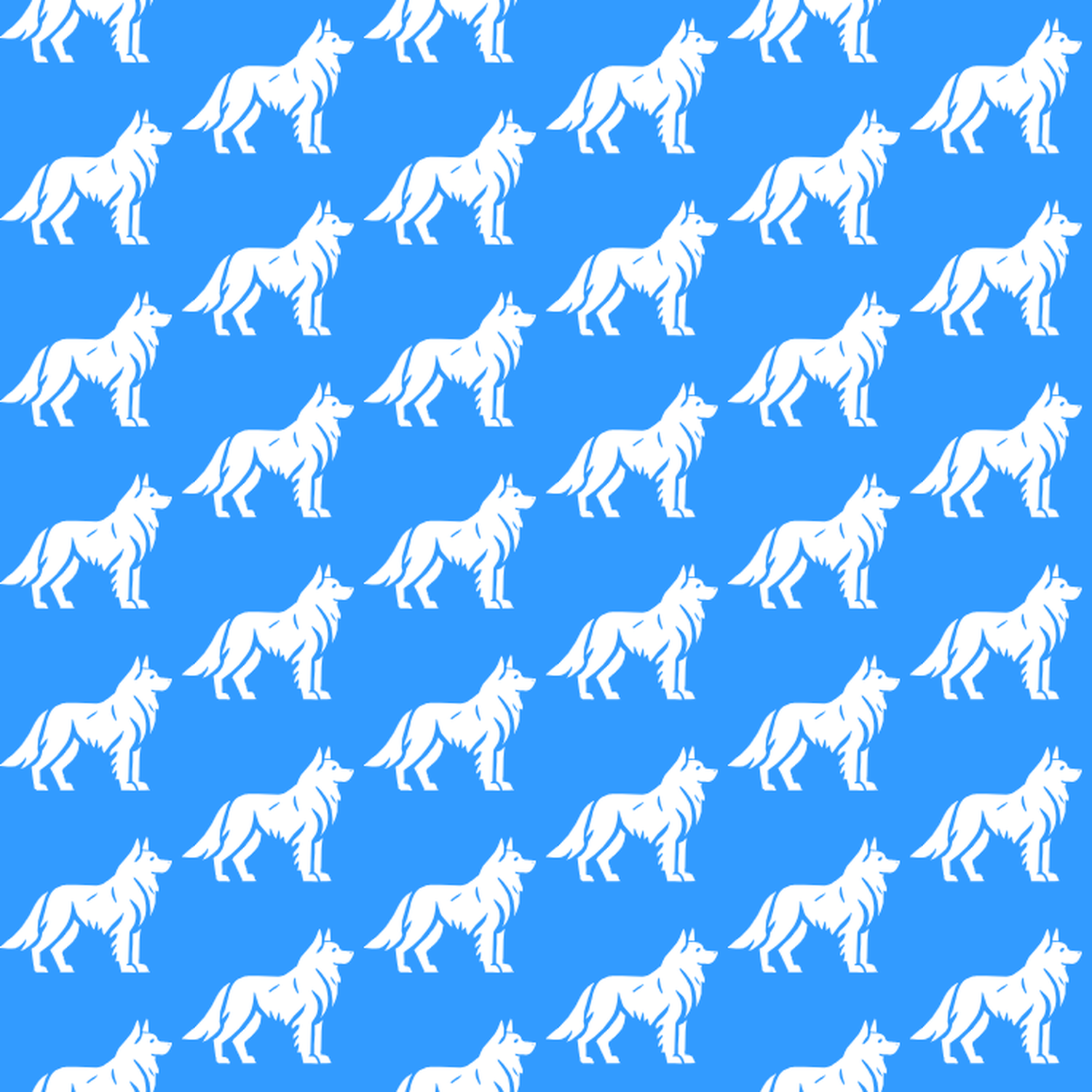 Condensed pattern of Shiloh Shepherds on a blue background