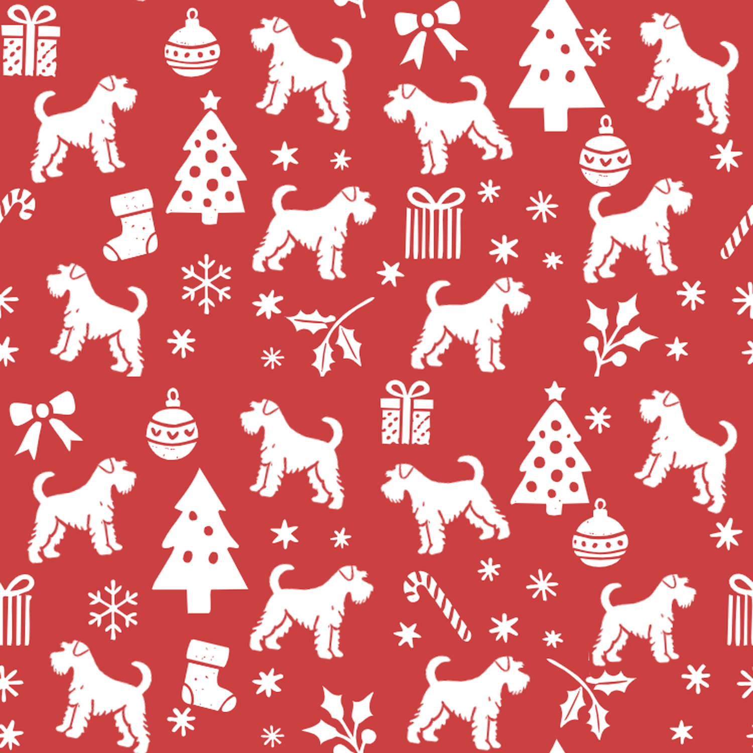 Soft-Coated Wheaten Terrier and White Christmas Symbols