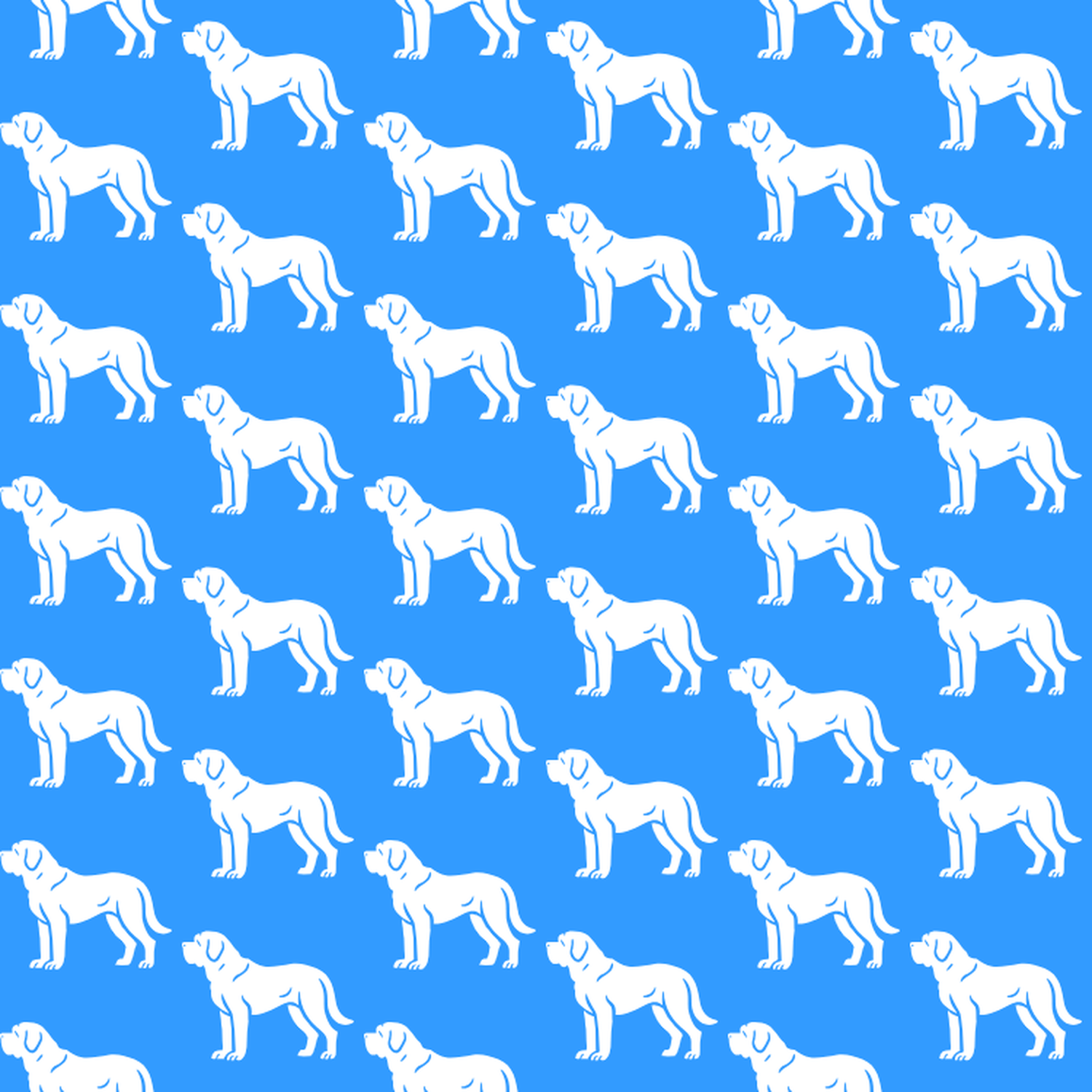 Condensed pattern of Spanish Mastiffs on a blue background