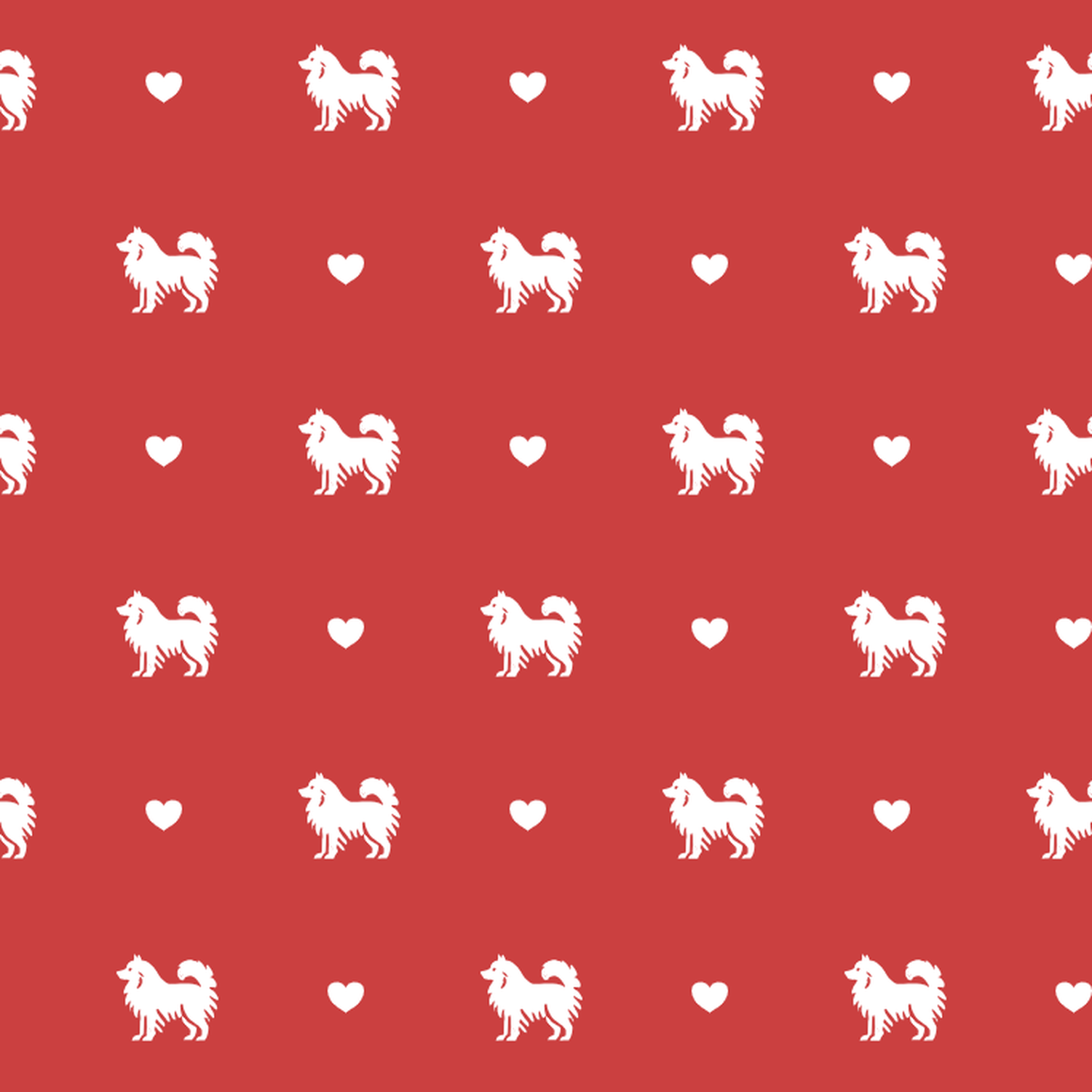 Swedish Lapphund with Hearts on Red Background