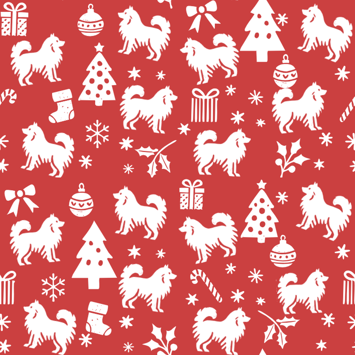 Swedish Lapphund and White Christmas Symbols