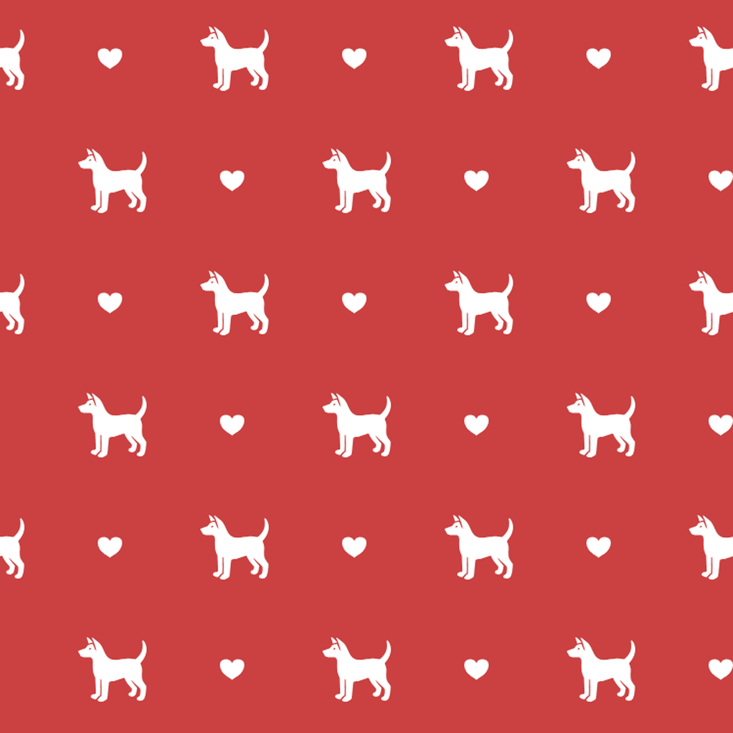 Taiwan Dog with Hearts on Red Background