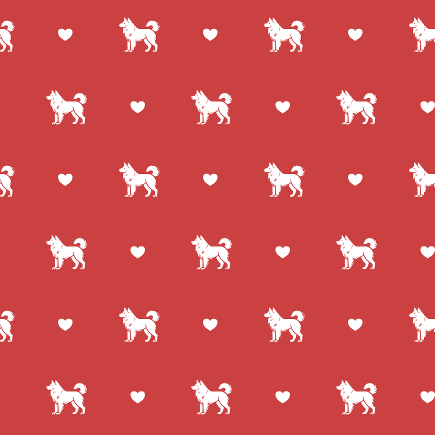 Thai Bangkaew Dog with Hearts on Red Background