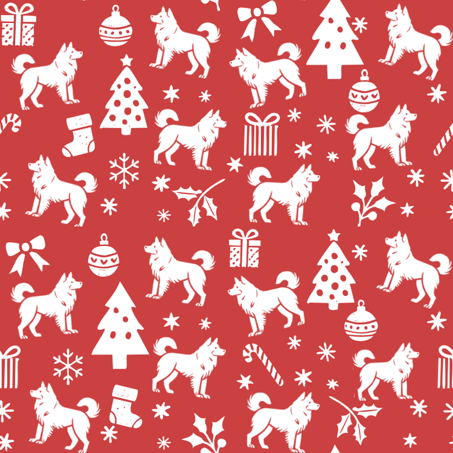 Thai Bangkaew Dog and White Christmas Symbols