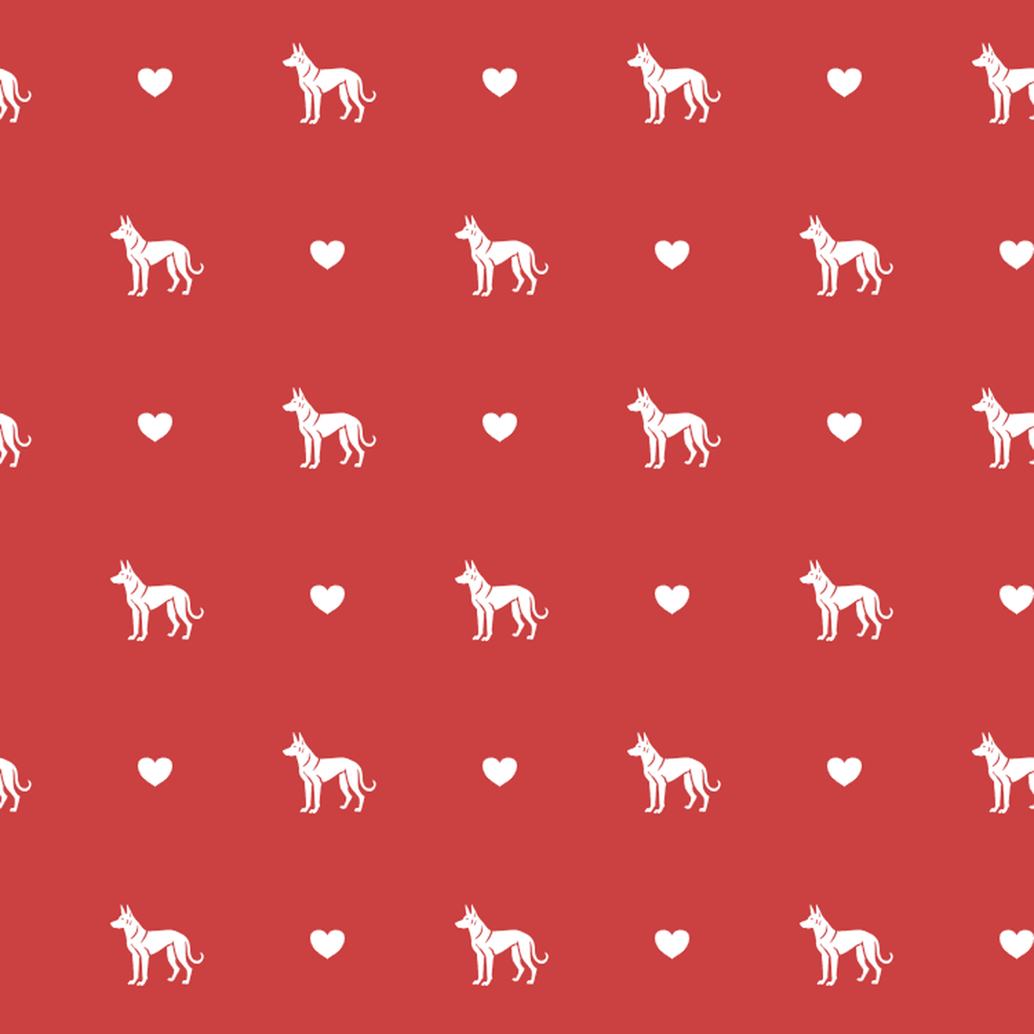 Thai Ridgeback with Hearts on Red Background