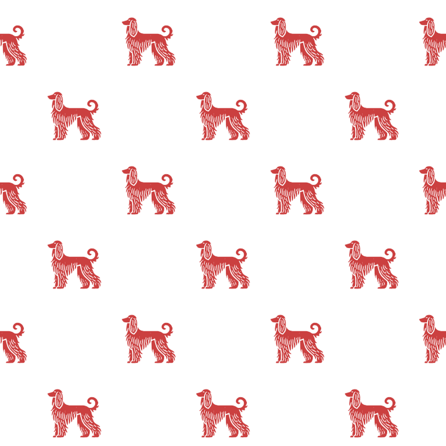 Basic Red on White Afghan Hound Pattern