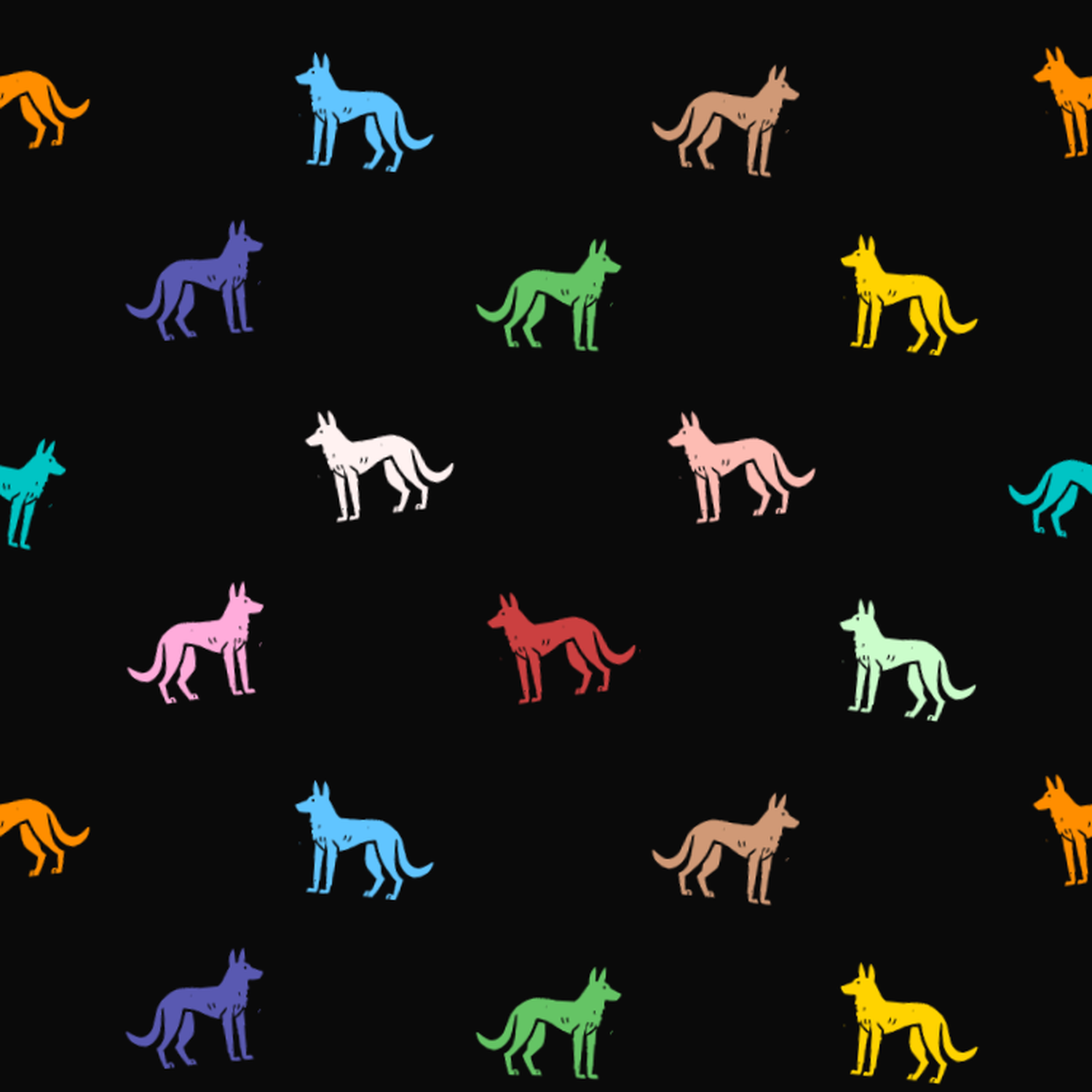 Multicolored Africanis Pattern on a Dark Background