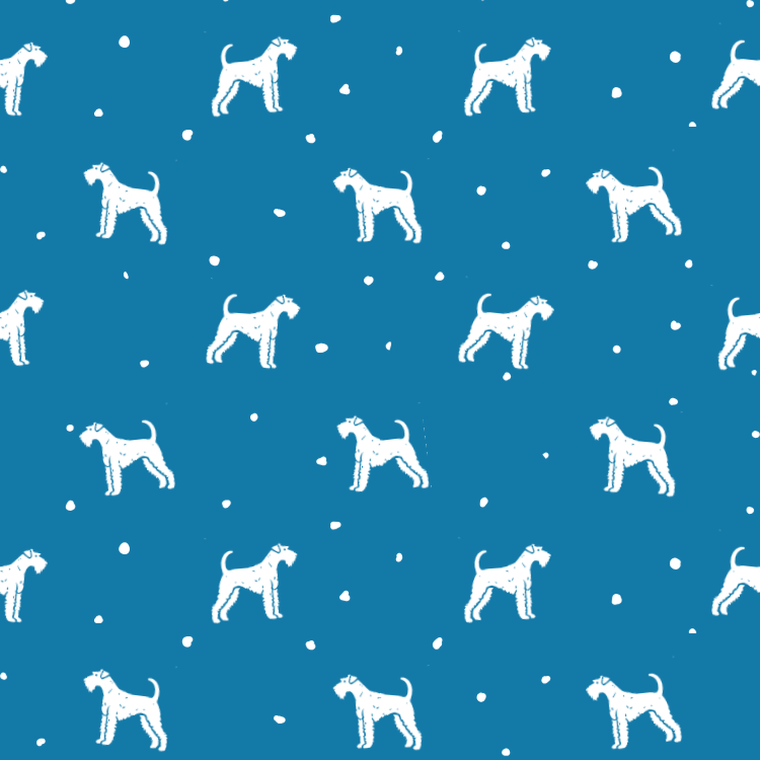 Airedale Terrier and Dots on Blue