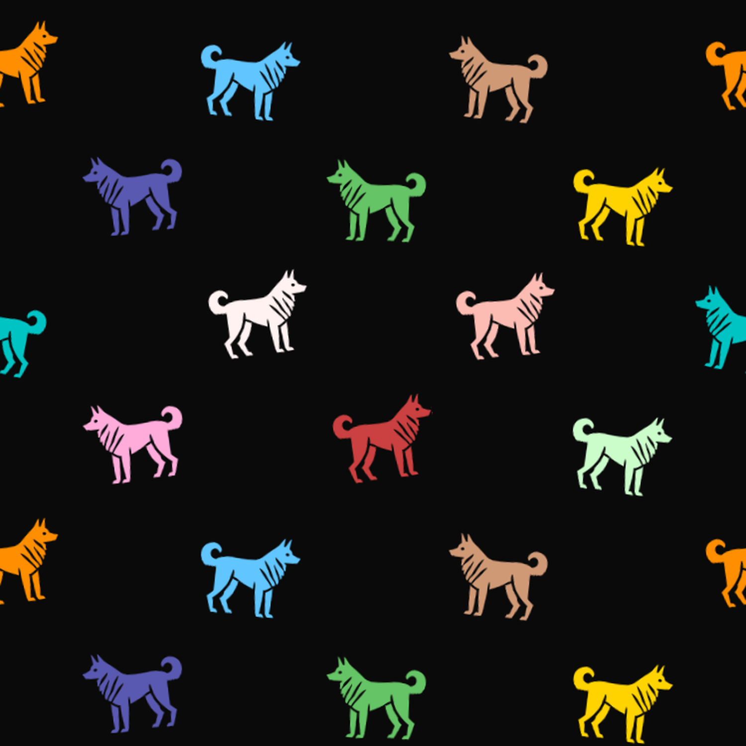 Multicolored Alaskan Klee Kai Pattern on a Dark Background