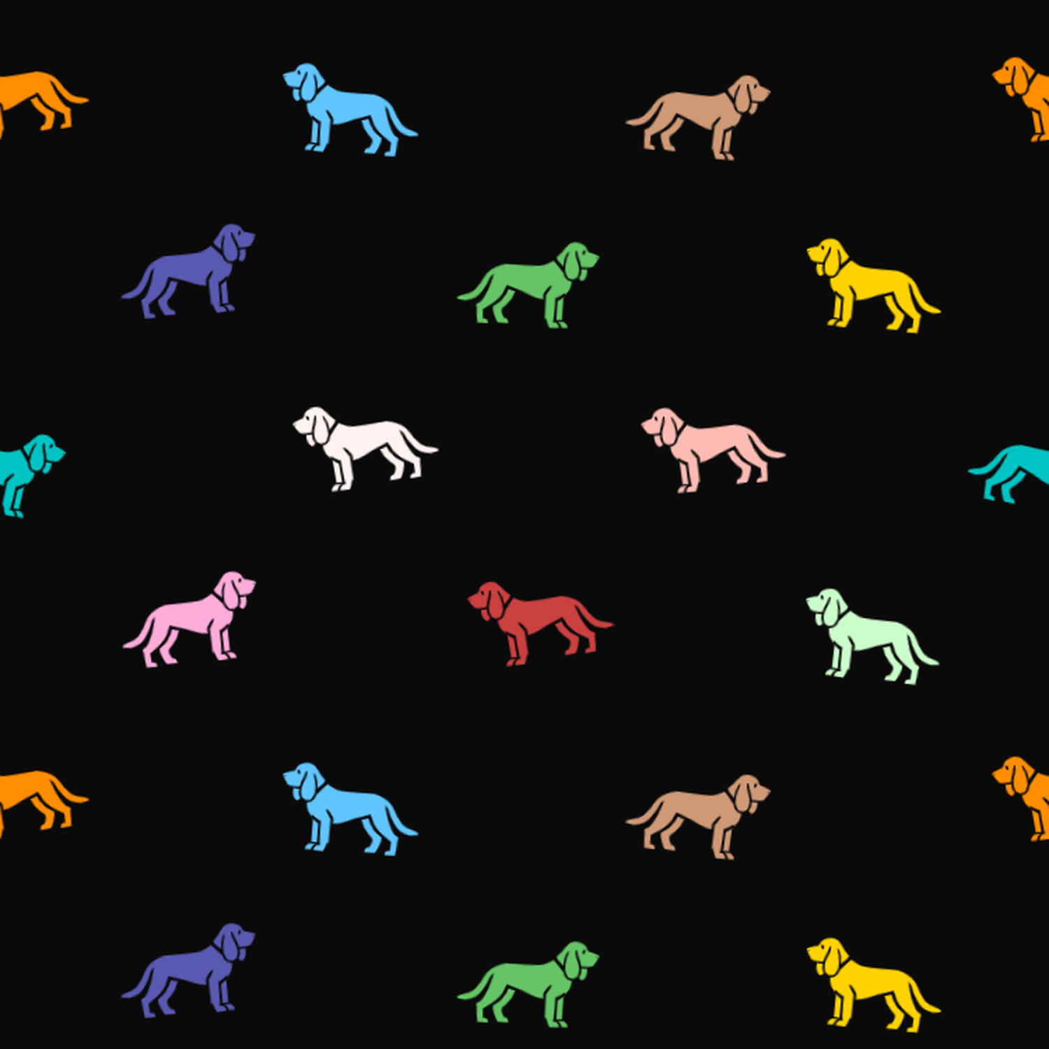 Multicolored Basset Artésien Normand Pattern on a Dark Background